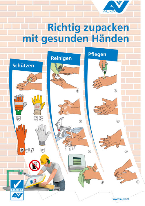Poster "Bauberufe - Richtig zupacken mit gesunden Händen"