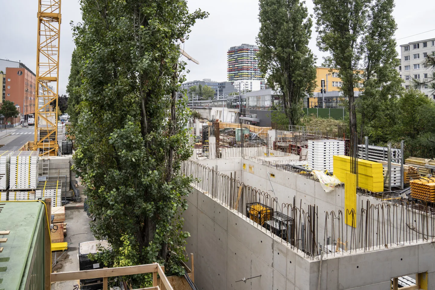 Luftaufnahme als Überblick über den aktuellen Stand des Bauprojektes