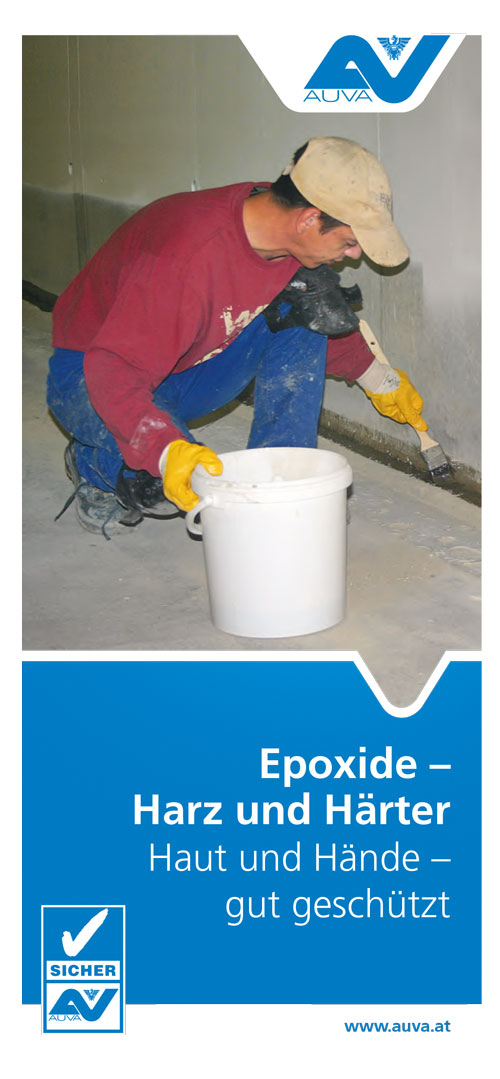 Titelseite des Folders für Vorgesetzte "Epoxide - Haut und Hände gut geschützt"