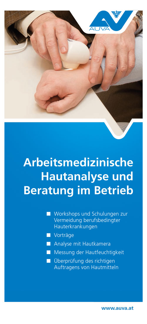 Titelseite des Folders "Arbeitsmedizinische Hautanalyse und Beratung im Betrieb"