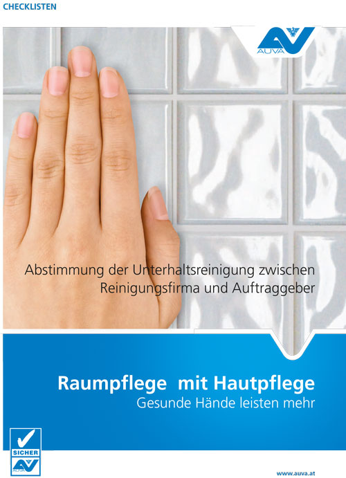 Titelseite der Checkliste "Abstimmung der Unterhaltsreinigung - Raumpflege mit Hautpflege"
