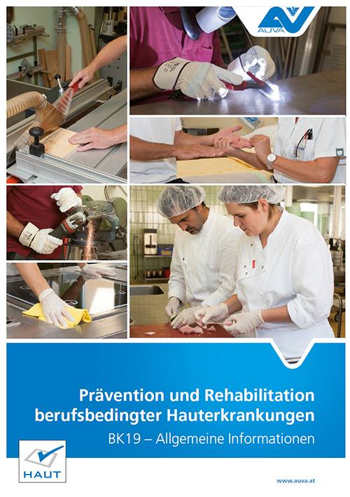 Titelseite des Folders "Prävention und Rehabilitation berufsbedingter Hauterkrankungen" (BK 19)