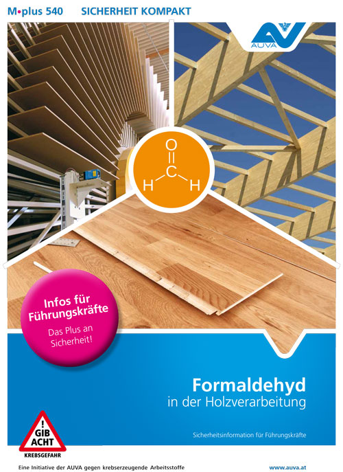 Titelbild des Merkblattes M.plus 540 "Formaldehyd in der Holzverarbeitung"