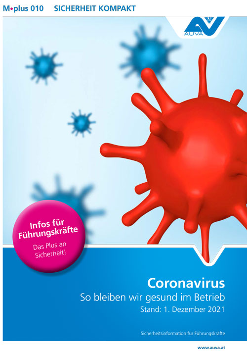 Titelbild des Merkblattes M.plus 010 "Coronavirus - So bleiben wir gesund im Betrieb