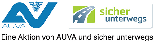 "AUVA und sicher unterwegs" - Kooperationslogo