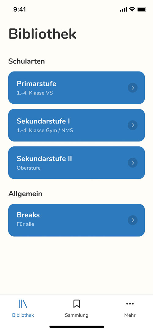 Screenshot "Überblick Schularten"