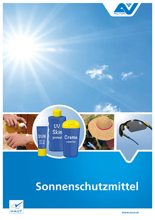 Titelbild der AUVA-Broschüre "Sonnenschutzmittel"