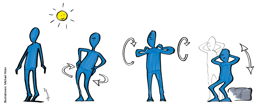 Zeichentrickfiguren bei Ausgleichsübungen Zeichentrickfiguren bei Ausgleichsübungen