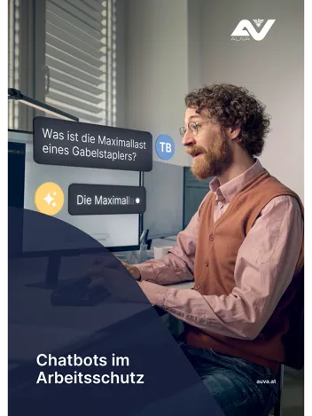 Titelblatt der Broschüre "Chatbots im Arbeitsschutz" Titelblatt der Broschüre "Chatbots im Arbeitsschutz"